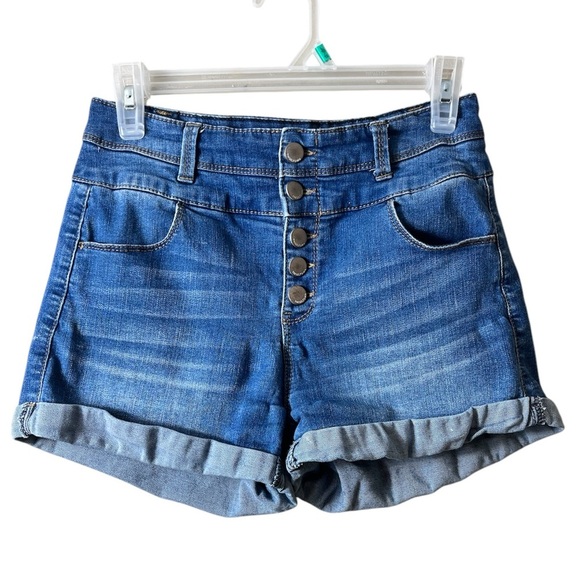 Tinseltown ButtonFly Cuffed Denim Shorts Size 5 Casual Y2K - Picture 1 of 7